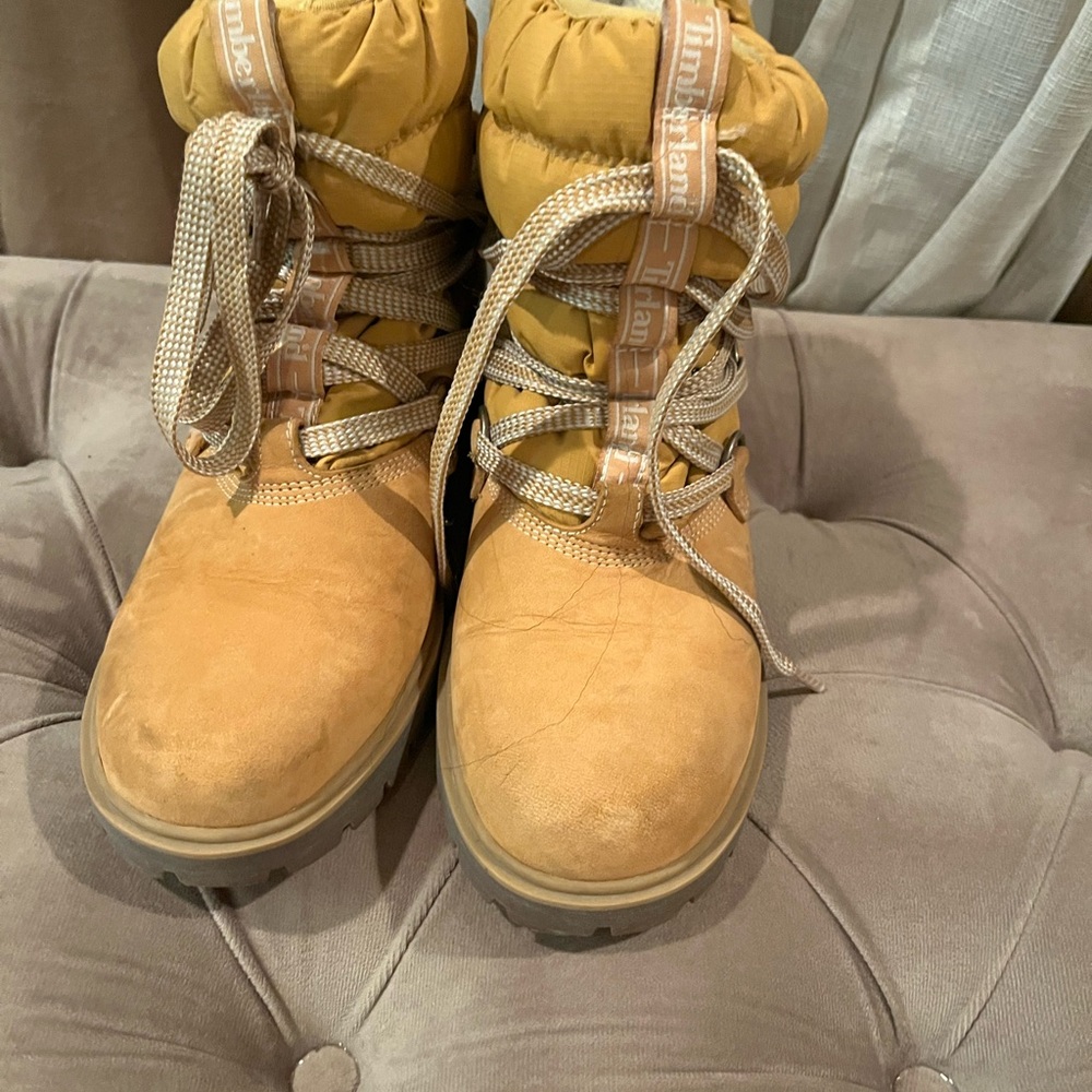 Timberland Mustard and Beige Lace-Up Boots